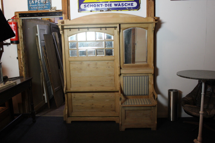 Jugendstil Garderobe mit kleiner Sitzbank (Art.-Nr.: 04854)