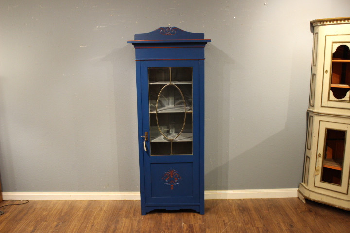 Vitrine, Geschirrschrank, Bücherschrank blau  (Art.-Nr.: 04636)